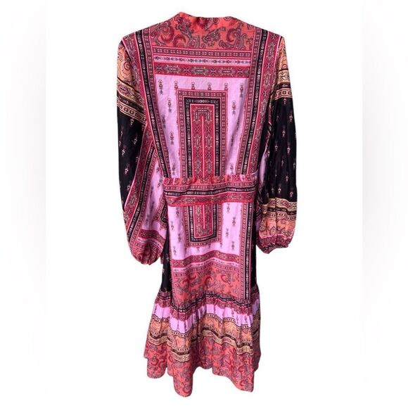 Kobi Halperin Diana Paisley Scarf Print Long Sleeve Button Front Midi Dress M - Picture 2 of 4